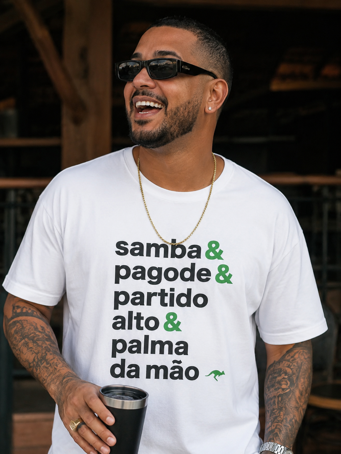 LEAPER custom tee — samba & pagode & partido alto & palma da mão